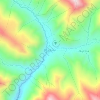 Mapa topográfico Dho Tarap, altitud, relieve