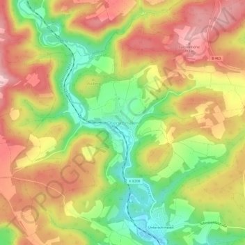 Mapa topográfico Oberschmeien, altitud, relieve
