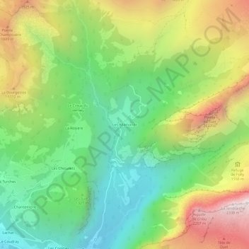 Mapa topográfico Les Allamands, altitud, relieve