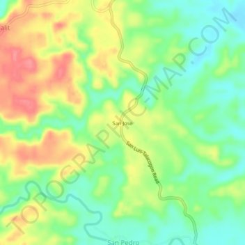 Mapa topográfico San Jose, altitud, relieve