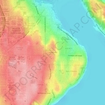Mapa topográfico Kenilworth, altitud, relieve