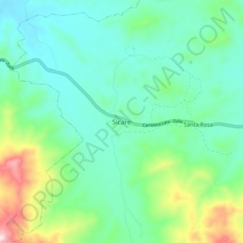 Mapa topográfico Sicare, altitud, relieve