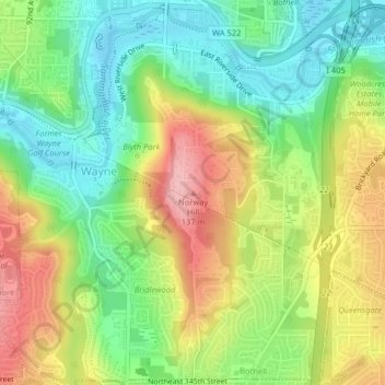Mapa topográfico Norway Hill, altitud, relieve