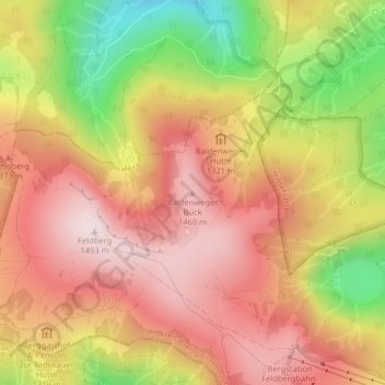 Mapa topográfico Baldenweger Buck, altitud, relieve