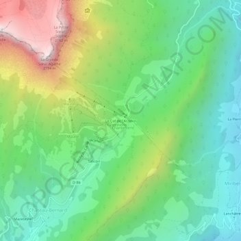 Mapa topográfico Le Col de l'Arzelier, altitud, relieve