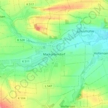 Mapa topográfico Markoldendorf, altitud, relieve
