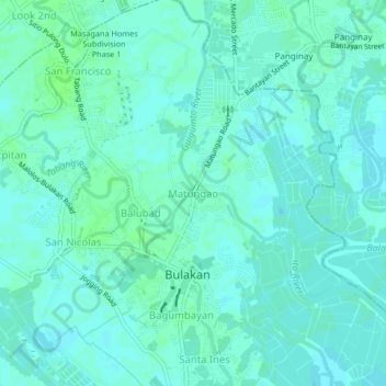 Mapa topográfico Matungao, altitud, relieve