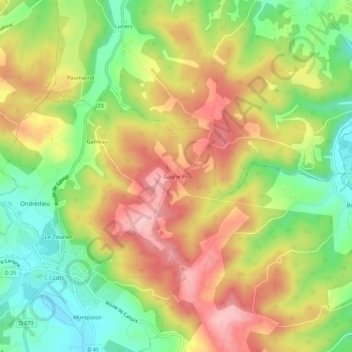 Mapa topográfico Gagne Po, altitud, relieve