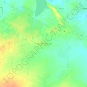 Mapa topográfico Pashamylaram, altitud, relieve