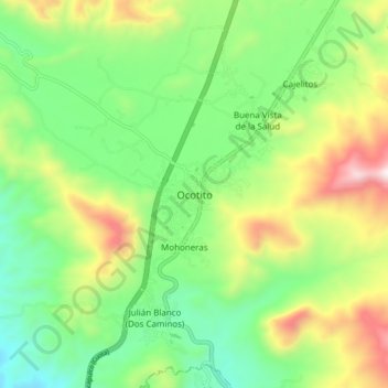Mapa topográfico Ocotito, altitud, relieve