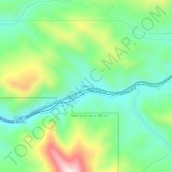 Mapa topográfico Chestnut, altitud, relieve