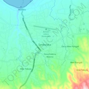 Mapa topográfico Tambolaka, altitud, relieve