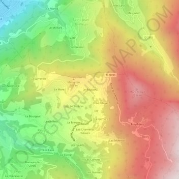 Mapa topográfico Le Rousset, altitud, relieve