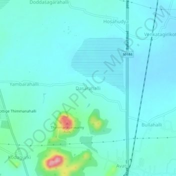 Mapa topográfico Dasarahalli, altitud, relieve