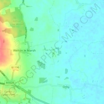 Mapa topográfico Boothby, altitud, relieve