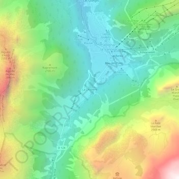 Mapa topográfico La Chollière, altitud, relieve