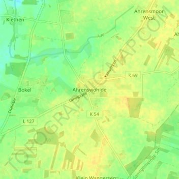 Mapa topográfico Ahrenswohlde, altitud, relieve