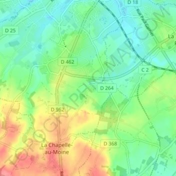 Mapa topográfico Montagnou, altitud, relieve