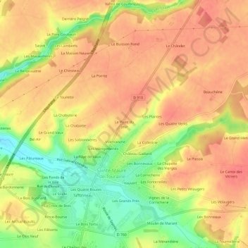 Mapa topográfico Le Point du Jour, altitud, relieve