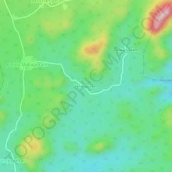 Mapa topográfico Yerakapuram, altitud, relieve