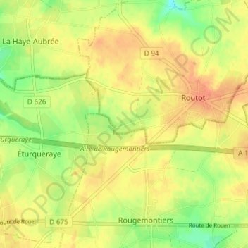 Mapa topográfico Les Drouets, altitud, relieve