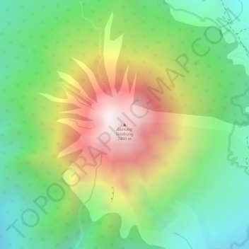 Mapa topográfico Gunung Sinabung, altitud, relieve