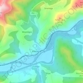 Mapa topográfico El Arco, altitud, relieve