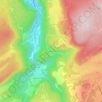 Mapa topográfico Gouland, altitud, relieve