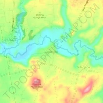 Mapa topográfico Sukanalu, altitud, relieve