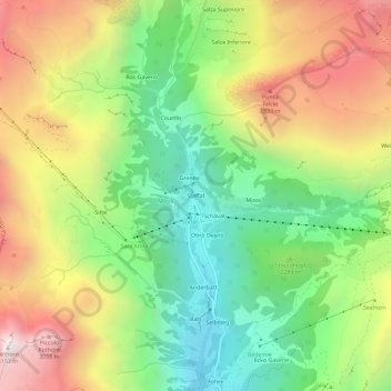 Mapa topográfico Staffal, altitud, relieve