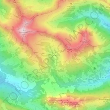 Mapa topográfico Grasgehren, altitud, relieve