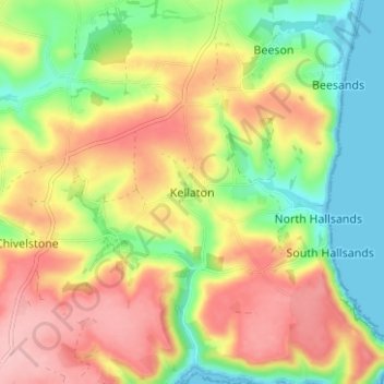 Mapa topográfico Kellaton, altitud, relieve