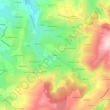 Mapa topográfico Le Nez, altitud, relieve