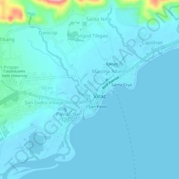 Mapa topográfico San Roque, altitud, relieve