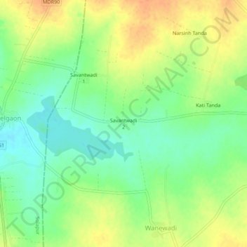 Mapa topográfico Savantwadi 2, altitud, relieve