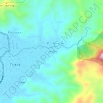 Mapa topográfico Tuweley, altitud, relieve