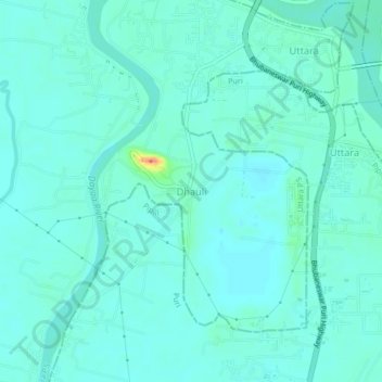 Mapa topográfico Dhauli, altitud, relieve