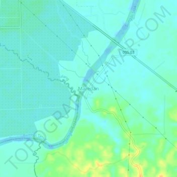 Mapa topográfico Maredan, altitud, relieve