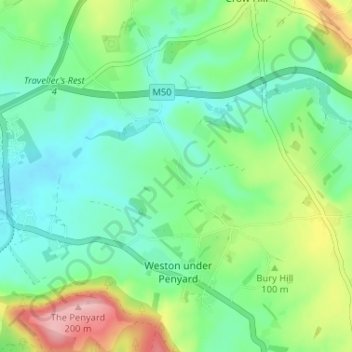 Mapa topográfico Kingstone, altitud, relieve