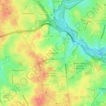 Mapa topográfico Maplewood, altitud, relieve