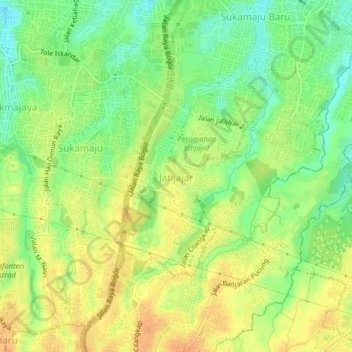 Mapa topográfico Jatijajar, altitud, relieve