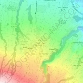 Mapa topográfico La Grande Montée, altitud, relieve