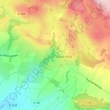 Mapa topográfico Le Val d'Enfer, altitud, relieve