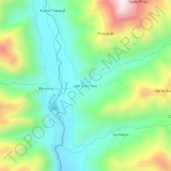 Mapa topográfico San Francisco, altitud, relieve