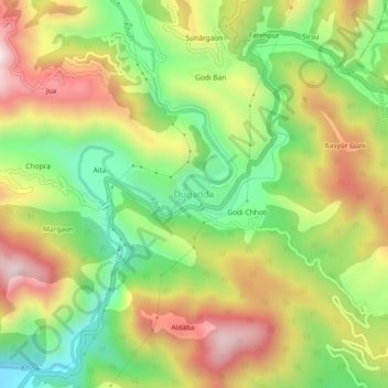 Mapa topográfico Dugadda, altitud, relieve