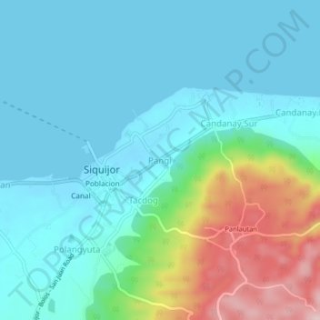 Mapa topográfico Pangi, altitud, relieve
