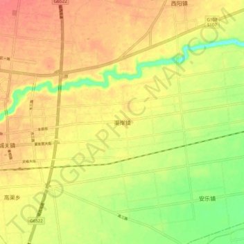 Mapa topográfico Quan, altitud, relieve
