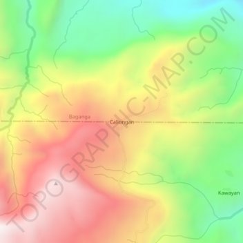 Mapa topográfico Caliongan, altitud, relieve