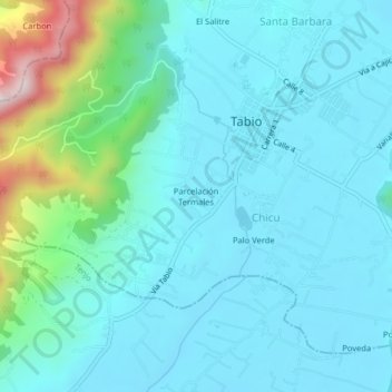 Mapa topográfico Parcelación Termales, altitud, relieve