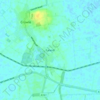 Mapa topográfico Ealand, altitud, relieve